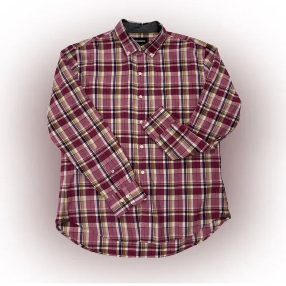 35. Bonobos - Slim Fit Purple Plaid Long Sleeve Button Down Shirt